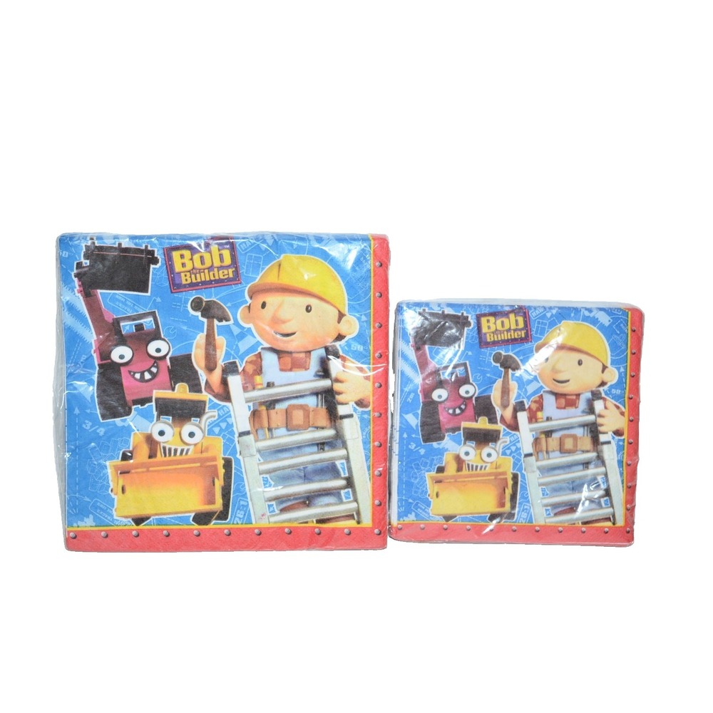 Vtg Bob The Builder Party Napkins 16ct each 2 Packs 2004 NEW 2 sizes